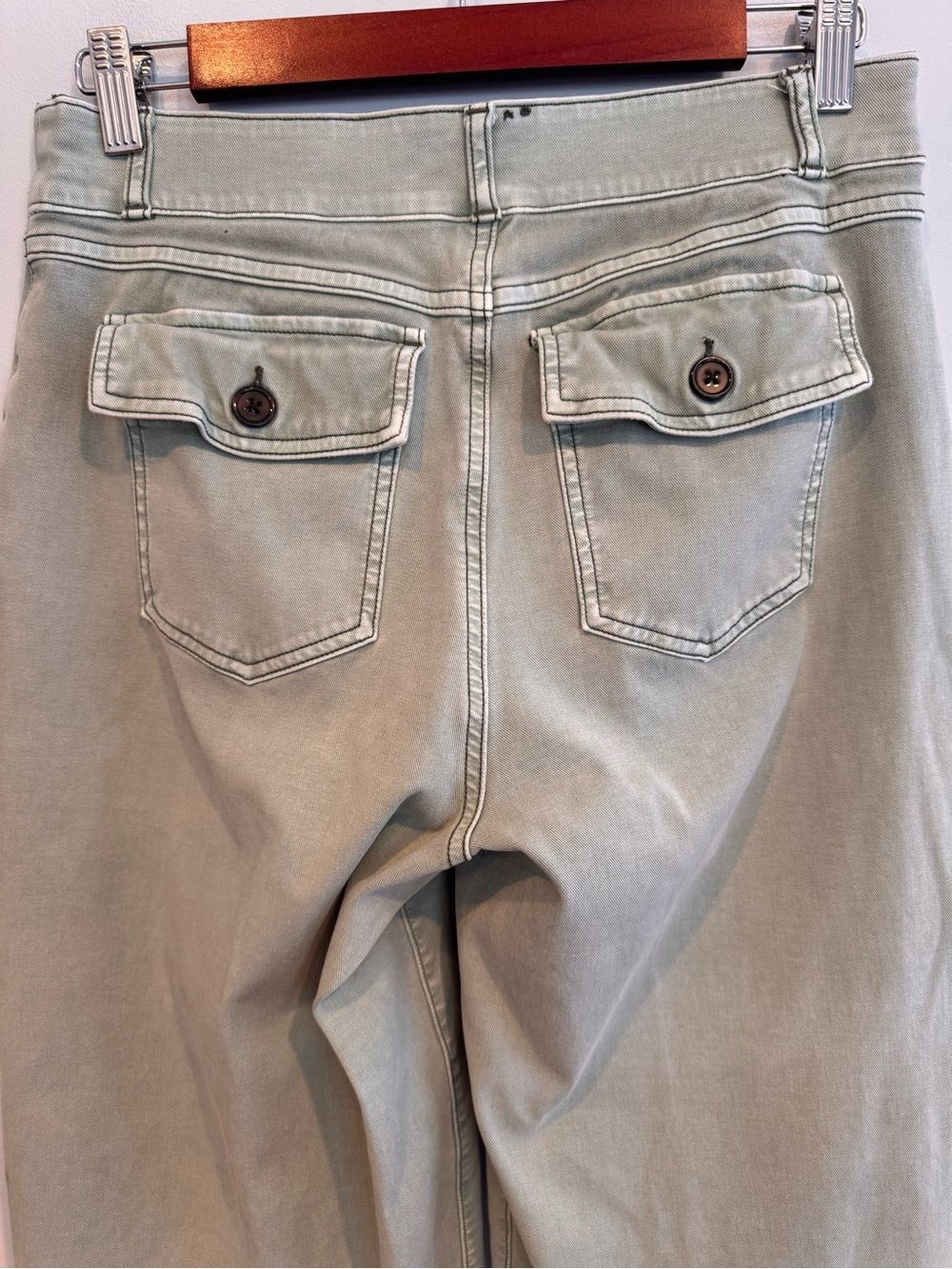 SPANX Women's Twill Cropped Wide Leg Pants Size L Sage Green - Picture 4 of 6
